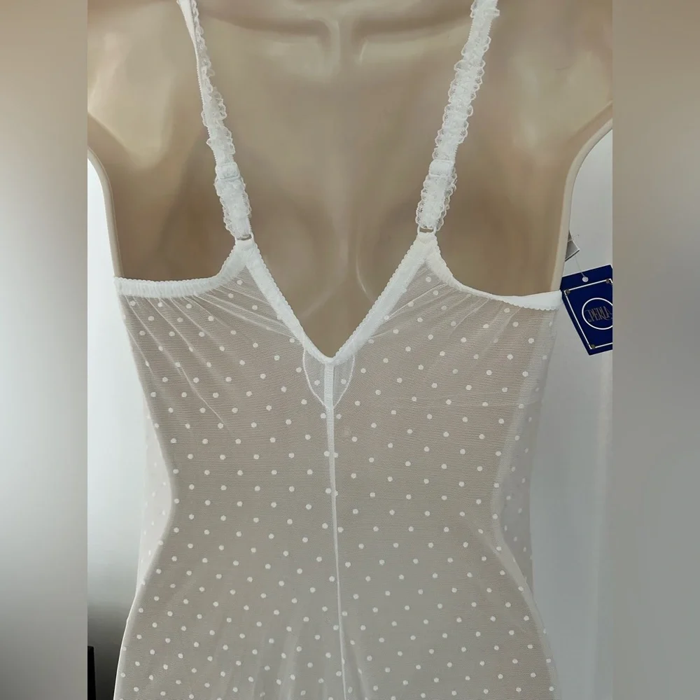 LA Perla Vintage Sheer Lace Plunge Bodysuit in Ivory
